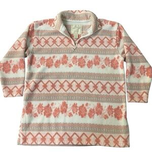 VTG Victorias Secret COUNTRY Pink Nordic Fleece 1/4 Zip Pullover Sweater Sz S